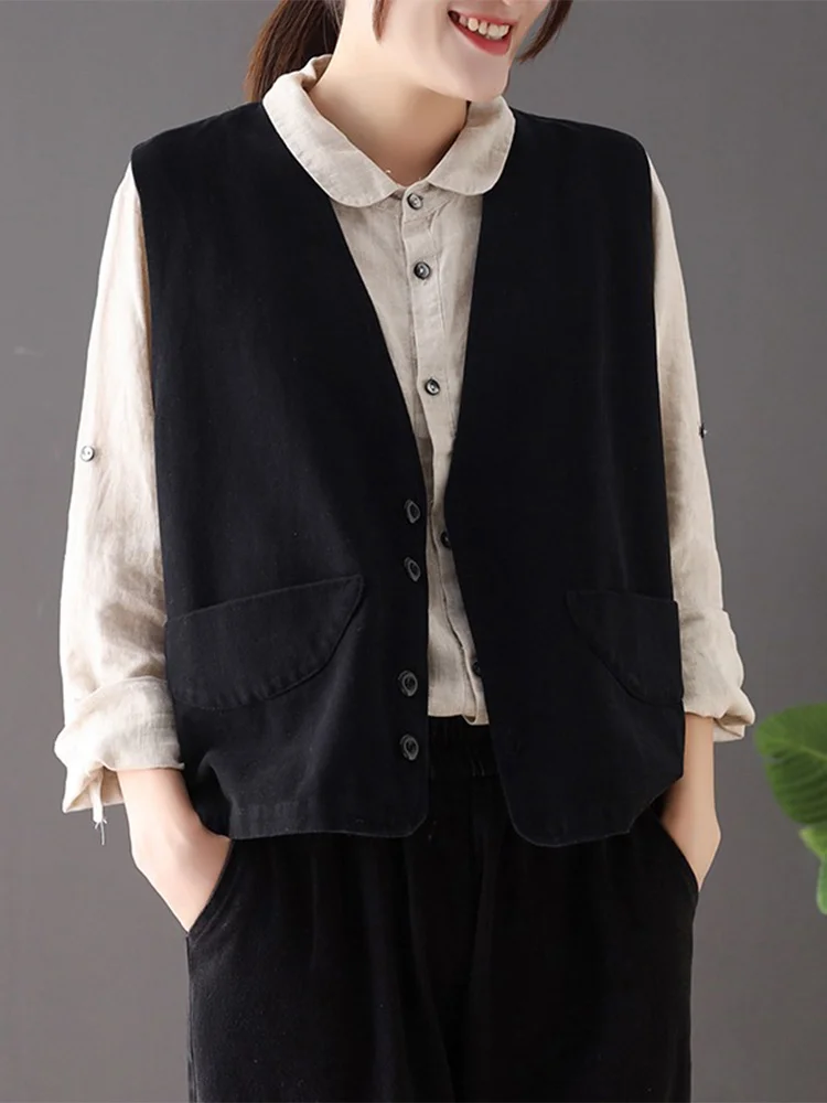 Японский повседневный жилет из чистого хлопка, женская модная верхняя одежда с v-образным вырезом на одной пуговице, весна, лето, осень
Японский повседневный жилет из чистого хлопка, женская модная верхняя одежда с v-образным вырезом на одной пуговице, весна, лето, осень