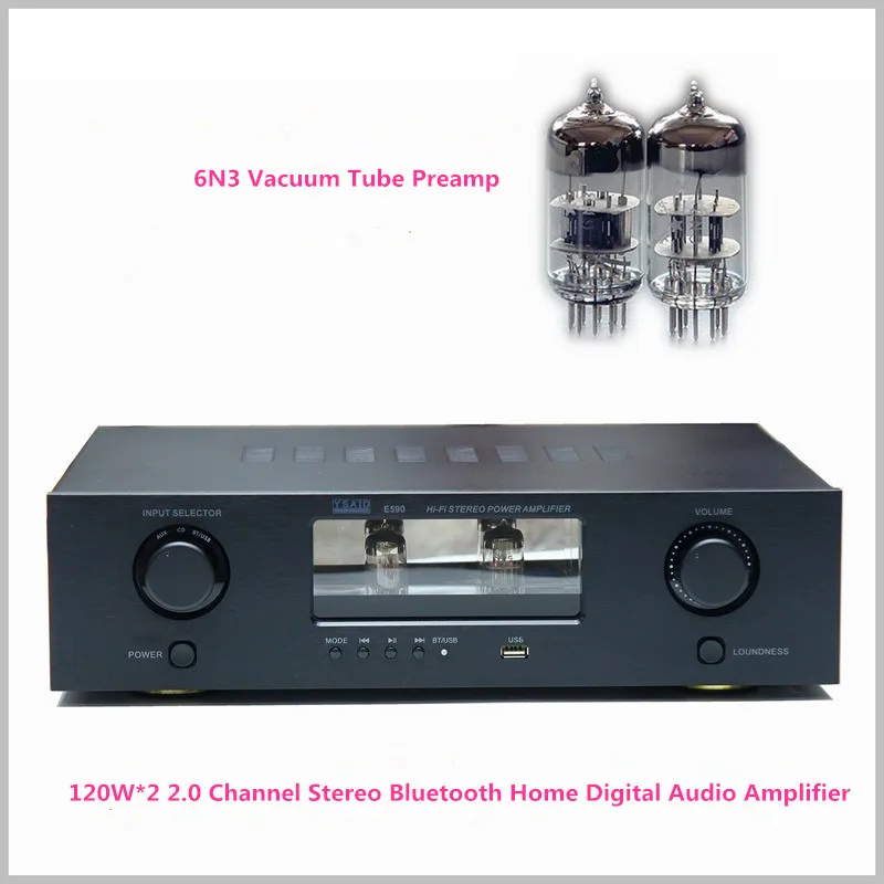 E590 6N3 Vacuum Tube Preamp C5200 A1943 Tube 120W*2 2.0 Channel Stereo Bluetooth Home Digital Audio Amplifier
E590 6N3 Vacuum Tube Preamp C5200 A1943 Tube 120W*2 2.0 Channel Stereo Bluetooth Home Digital Audio Amplifier
