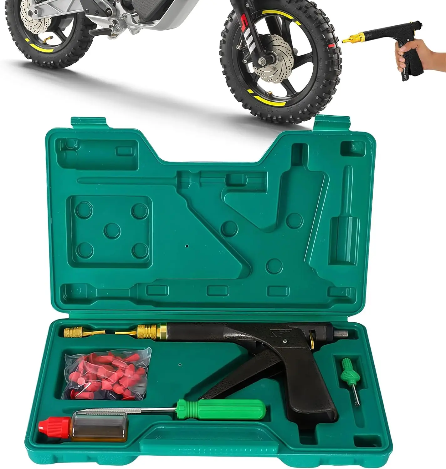 Комплект для ремонта шин с грибовидной заглушкой для автомобиля, мотоцикла, квадроцикла, грузовика, автофургона, внедорожника, прицепа — инструменты для быстрого ремонта проколов
Комплект для ремонта шин с грибовидной заглушкой для автомобиля, мотоцикла, квадроцикла, грузовика, автофургона, внедорожника, прицепа — инструменты для быстрого ремонта проколов