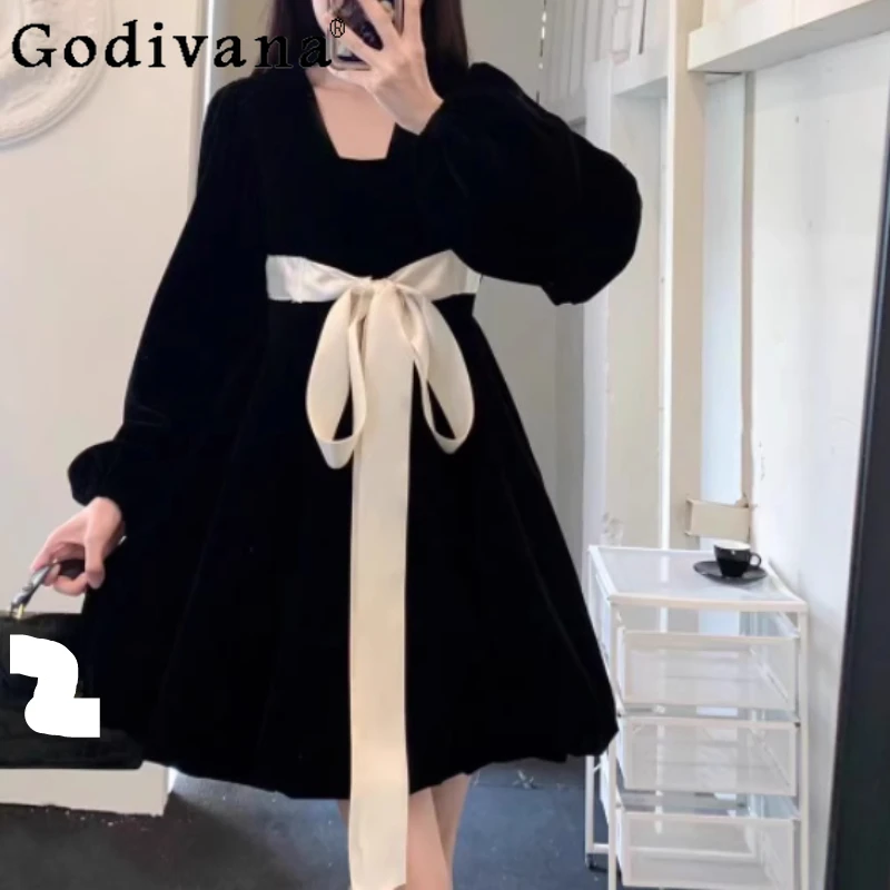 Осень-зима, новое бархатное темпераментное черное платье большого размера с длинными рукавами, рождественская мода, универсальные платья с высокой талией и милым бантом
Осень-зима, новое бархатное темпераментное черное платье большого размера с длинными рукавами, рождественская мода, универсальные платья с высокой талией и милым бантом