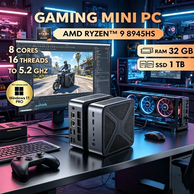Luculent GH8 Mini PC AMD Ryzen 9 8945HS Win11 Pro, 2*DDR5 WIFI6 BT5.2 8K HDMI2.1 Dual M.2 NVME Fervid Gaming Desktop Computer
Luculent GH8 Mini PC AMD Ryzen 9 8945HS Win11 Pro, 2*DDR5 WIFI6 BT5.2 8K HDMI2.1 Dual M.2 NVME Fervid Gaming Desktop Computer