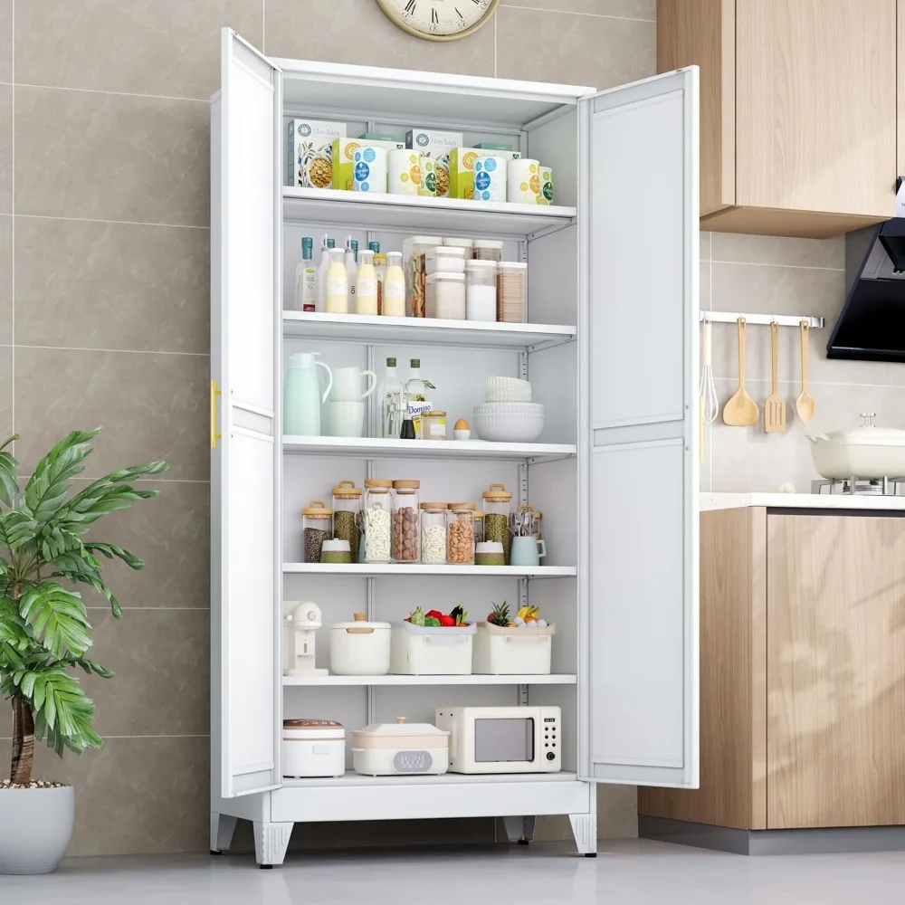 Kitchen Pantry Storage Cabinet with Doors and Adjustable Shelves, Metal ClosetMaid Food Pantry Cabinets, 75" Tall Freestanding C
Kitchen Pantry Storage Cabinet with Doors and Adjustable Shelves, Metal ClosetMaid Food Pantry Cabinets, 75" Tall Freestanding C