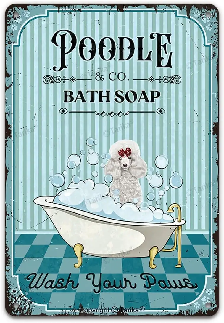 Vintage Dog Metal Tin Sign Poodle Co. Bath Soap Wash Your Paws Funny Lovely Dog Puppy Pet Art Printing Poster Bathroom
Vintage Dog Metal Tin Sign Poodle Co. Bath Soap Wash Your Paws Funny Lovely Dog Puppy Pet Art Printing Poster Bathroom