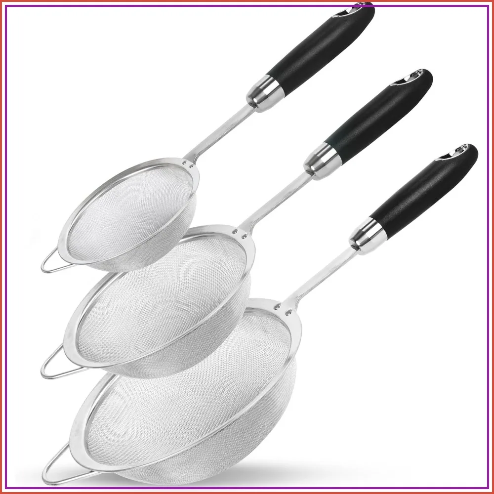 Fine Mesh Strainer Set – 18/10 Stainless Steel, 3 Sizes (12/14/18cm), 40 Mesh, Heat-Safe Grip, Dishwasher Safe
Fine Mesh Strainer Set – 18/10 Stainless Steel, 3 Sizes (12/14/18cm), 40 Mesh, Heat-Safe Grip, Dishwasher Safe