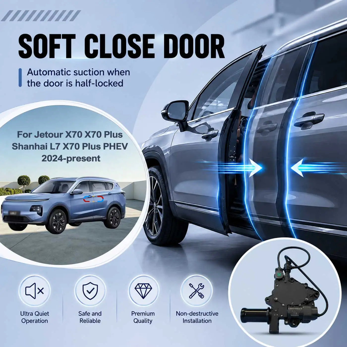 For Jetour X70 X70 Plus Shanhai L7 X70 Plus Electric Soft Close Door Auto Pull-In Suction Lock Intelligent Silent Closer Kit
For Jetour X70 X70 Plus Shanhai L7 X70 Plus Electric Soft Close Door Auto Pull-In Suction Lock Intelligent Silent Closer Kit