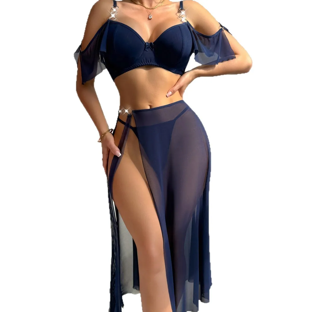 Sheer Lingerie Set Leopard Print Bra High Slit Skirt And Thong See Through Seductive Nightclub Party Outfit Women Drape Sleeves
Sheer Lingerie Set Leopard Print Bra High Slit Skirt And Thong See Through Seductive Nightclub Party Outfit Women Drape Sleeves