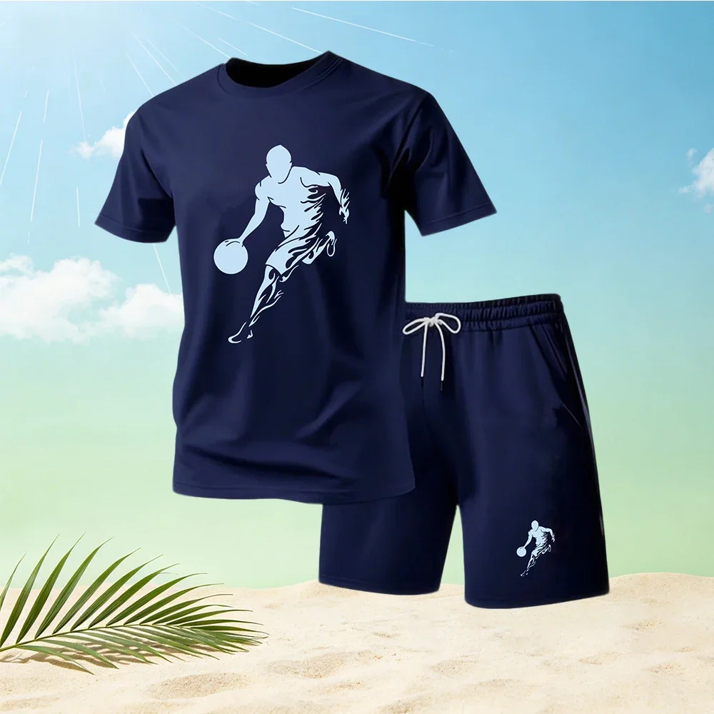 Summer men's sporty pattern printed casual and fashionable short-sleeved top and shorts two-piece set
Summer men's sporty pattern printed casual and fashionable short-sleeved top and shorts two-piece set