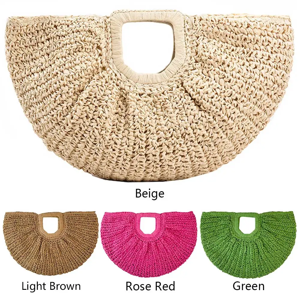 Women Handmade Straw Tote Bag Large Capacity Hand-Woven Hobo Bag Solid Color Simple Weaving Wrist Bag Summer Beach Bag
Women Handmade Straw Tote Bag Large Capacity Hand-Woven Hobo Bag Solid Color Simple Weaving Wrist Bag Summer Beach Bag