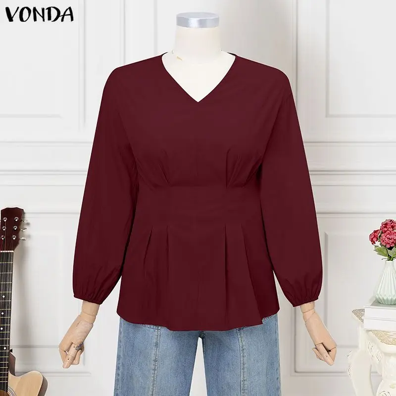 VONDA Plus Size Tunics Elegant Women Long Sleeve OL Work Solid Color V Neck Tops Casual Fashion Pleated Blusas 2026 Blouses
VONDA Plus Size Tunics Elegant Women Long Sleeve OL Work Solid Color V Neck Tops Casual Fashion Pleated Blusas 2026 Blouses
