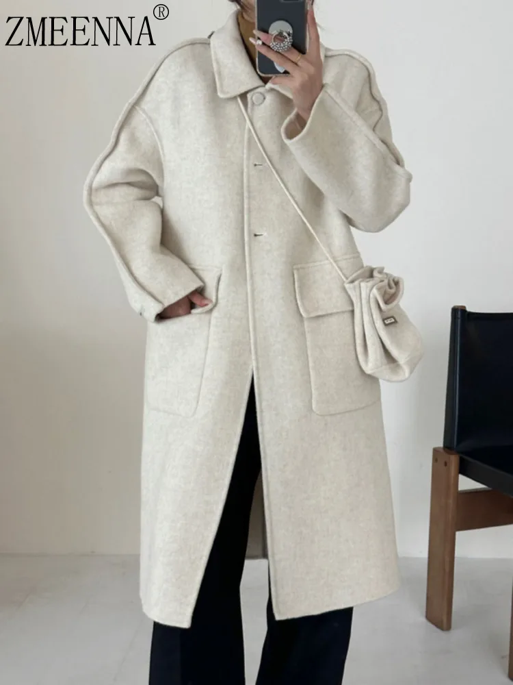 ZMEENNA Womens Elegant Wool Blend Long Coat Collared Single Breasted Warm Winter Outerwear Stylish Loose Fit Casual ZM3475
ZMEENNA Womens Elegant Wool Blend Long Coat Collared Single Breasted Warm Winter Outerwear Stylish Loose Fit Casual ZM3475