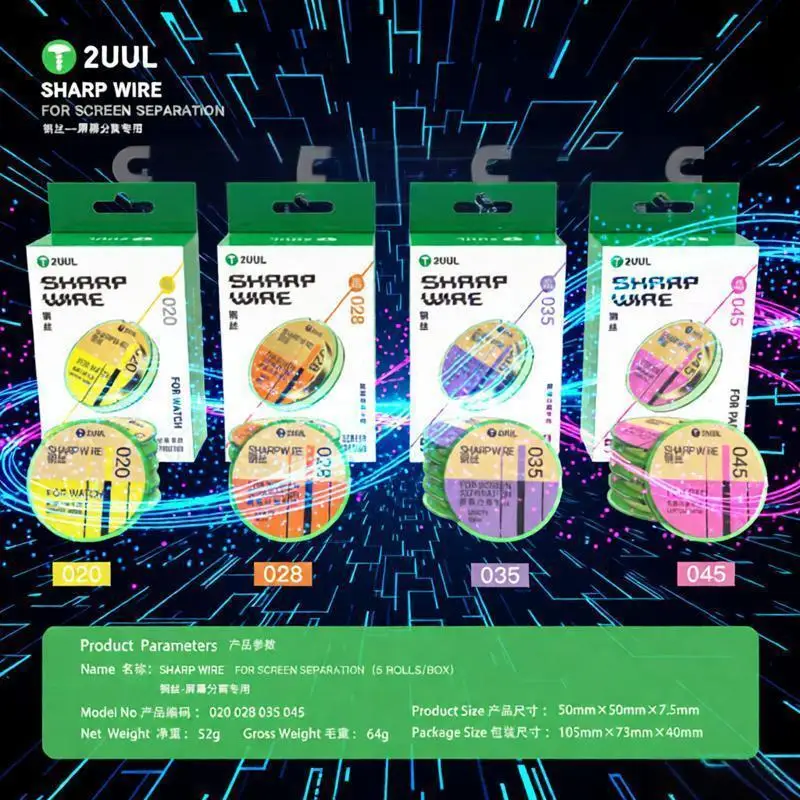 Multi-Diameter Screen Separation Wire 020 028 035 045 100m 5Roll/Box Rust-Proof Vacuum Packed for Phone Tablet Watch Repair Pros
Multi-Diameter Screen Separation Wire 020 028 035 045 100m 5Roll/Box Rust-Proof Vacuum Packed for Phone Tablet Watch Repair Pros