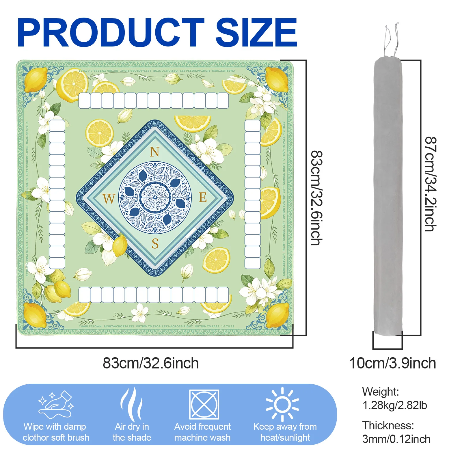 Lemon Mahjong Mat 33"x33" Non-Slip Noise Reducing Table Cover, Mahjong Mat with Rules and Tile Layout, American Mah Jong Game Surface, Yellow Decorative Play Area for Poker, Cards Games
Lemon Mahjong Mat 33"x33" Non-Slip Noise Reducing Table Cover, Mahjong Mat with Rules and Tile Layout, American Mah Jong Game Surface, Yellow Decorative Play Area for Poker, Cards Games