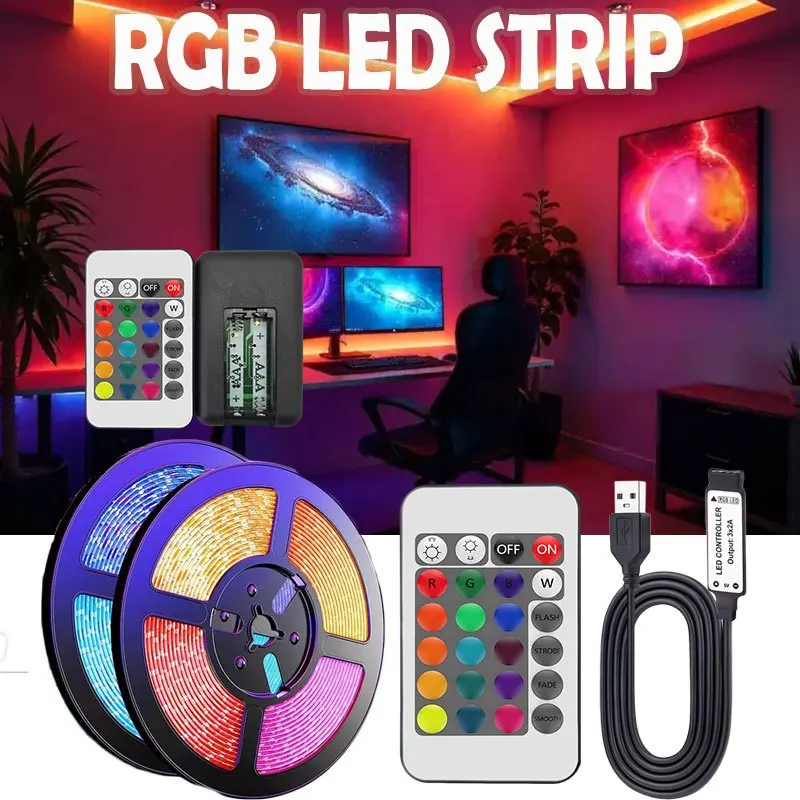 5050SMD 5V RGB Strip Led Light Flexible Ribbon LED Lamp Tape USB RGB Led Lights DIY Diode Tape Ambient LED Light Strip
5050SMD 5V RGB Strip Led Light Flexible Ribbon LED Lamp Tape USB RGB Led Lights DIY Diode Tape Ambient LED Light Strip