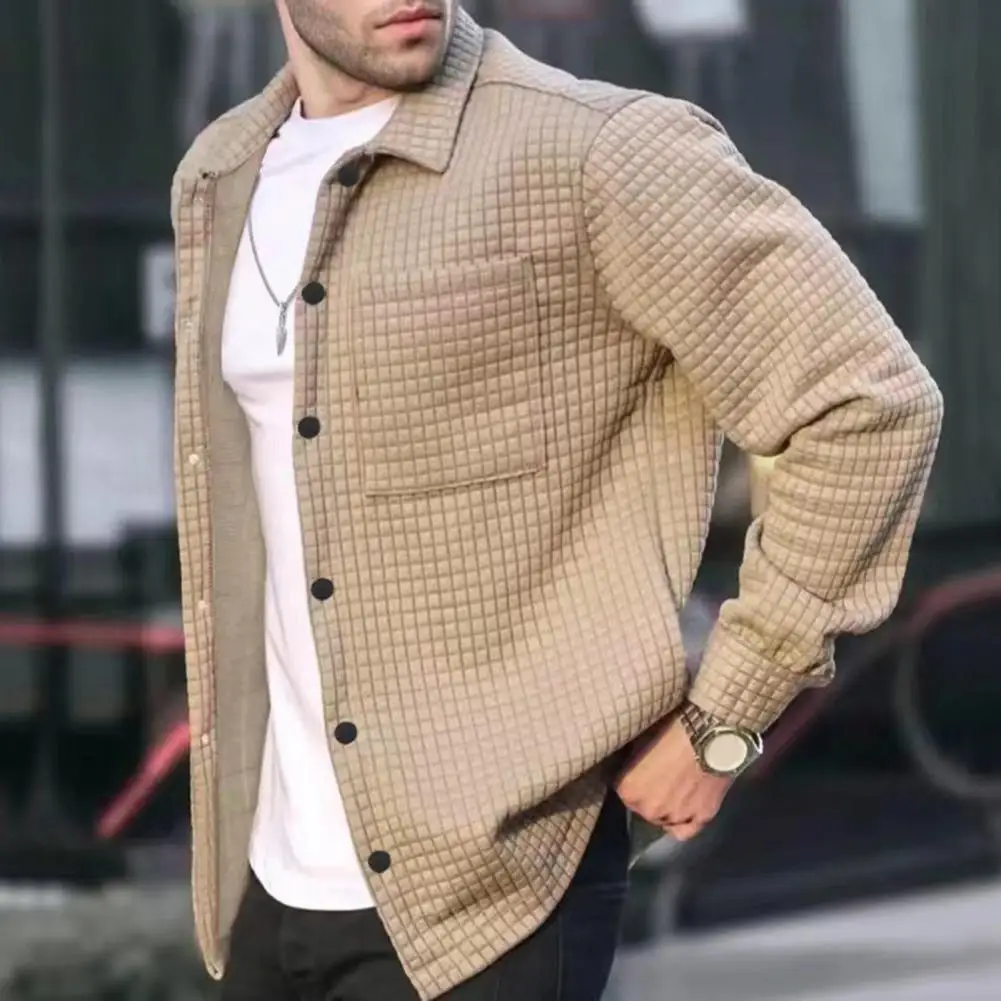 Small Square Design Jacket Men's Spring Cardigan with Turn-down Collar Patch Pocket Soft Breathable Long Sleeve Shirt for A
Small Square Design Jacket Men's Spring Cardigan with Turn-down Collar Patch Pocket Soft Breathable Long Sleeve Shirt for A