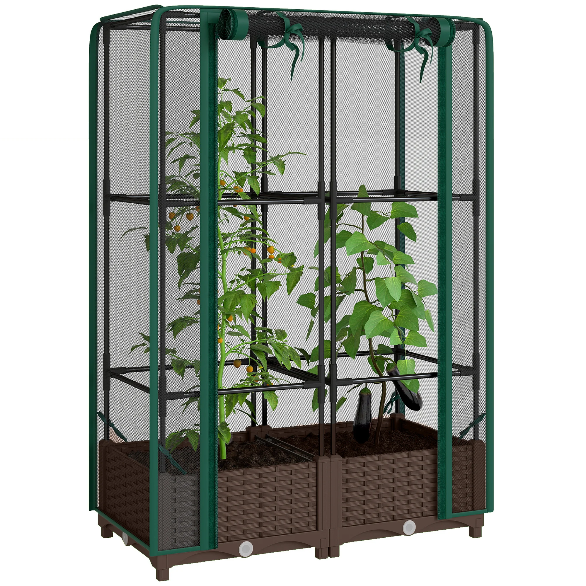 Raised Garden Bed with Trellis, 46.5" Tomato Cage with Crop Cage, Self Watering Planter Box with Drainage Holes, Green
Raised Garden Bed with Trellis, 46.5" Tomato Cage with Crop Cage, Self Watering Planter Box with Drainage Holes, Green