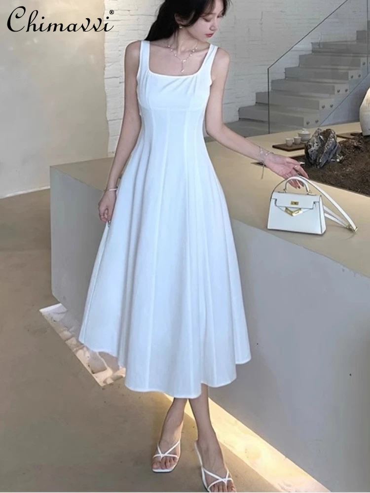 Французское элегантное темпераментное белое длинное платье без рукавов с высокой талией и квадратным вырезом в стиле ретро, женское летнее платье на бретельках
Французское элегантное темпераментное белое длинное платье без рукавов с высокой талией и квадратным вырезом в стиле ретро, женское летнее платье на бретельках