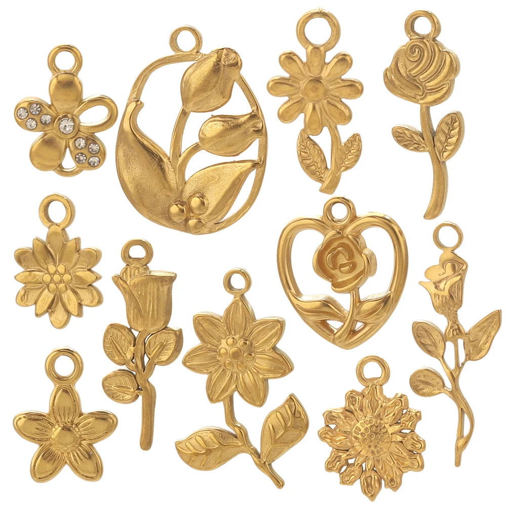 5pcs Stainless Steel Flower Rose Gold Charms For Jewelry Making Pendants DIY Earrings Necklace Connectors Jewelry Charm Findings
5pcs Stainless Steel Flower Rose Gold Charms For Jewelry Making Pendants DIY Earrings Necklace Connectors Jewelry Charm Findings