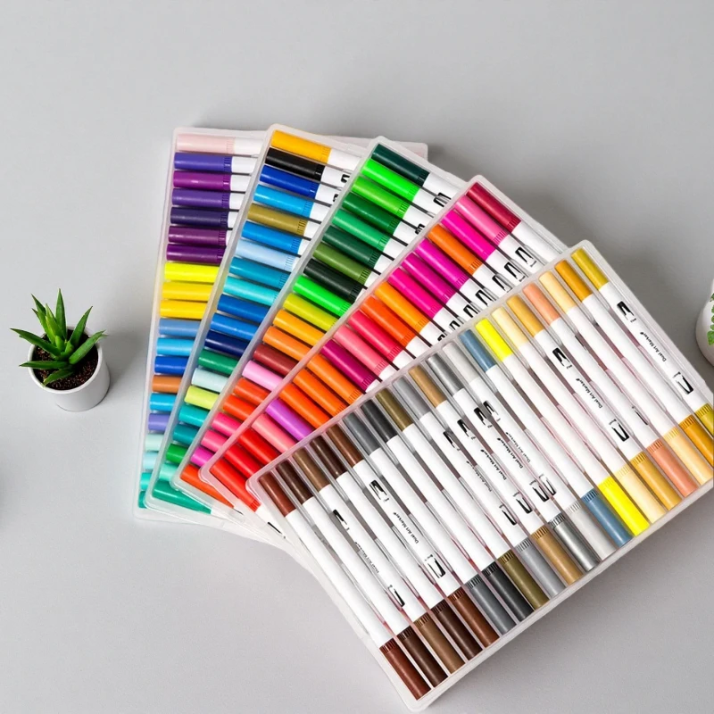 12-120 Colors Felt Tip Watercolor Art Markers Set – Dual Brush & Fineliner Colouring Pens, Smooth Ink for Calligraphy Painting
12-120 Colors Felt Tip Watercolor Art Markers Set – Dual Brush & Fineliner Colouring Pens, Smooth Ink for Calligraphy Painting