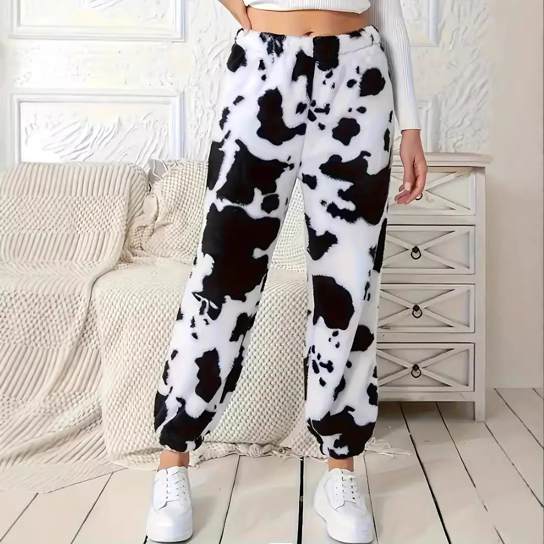 Trendy Plush Cow Print Loose Ladies Long Pants High Waist PU Fabric Polyester 100% Fashionable Autumn Winter Women's Jeans
Trendy Plush Cow Print Loose Ladies Long Pants High Waist PU Fabric Polyester 100% Fashionable Autumn Winter Women's Jeans