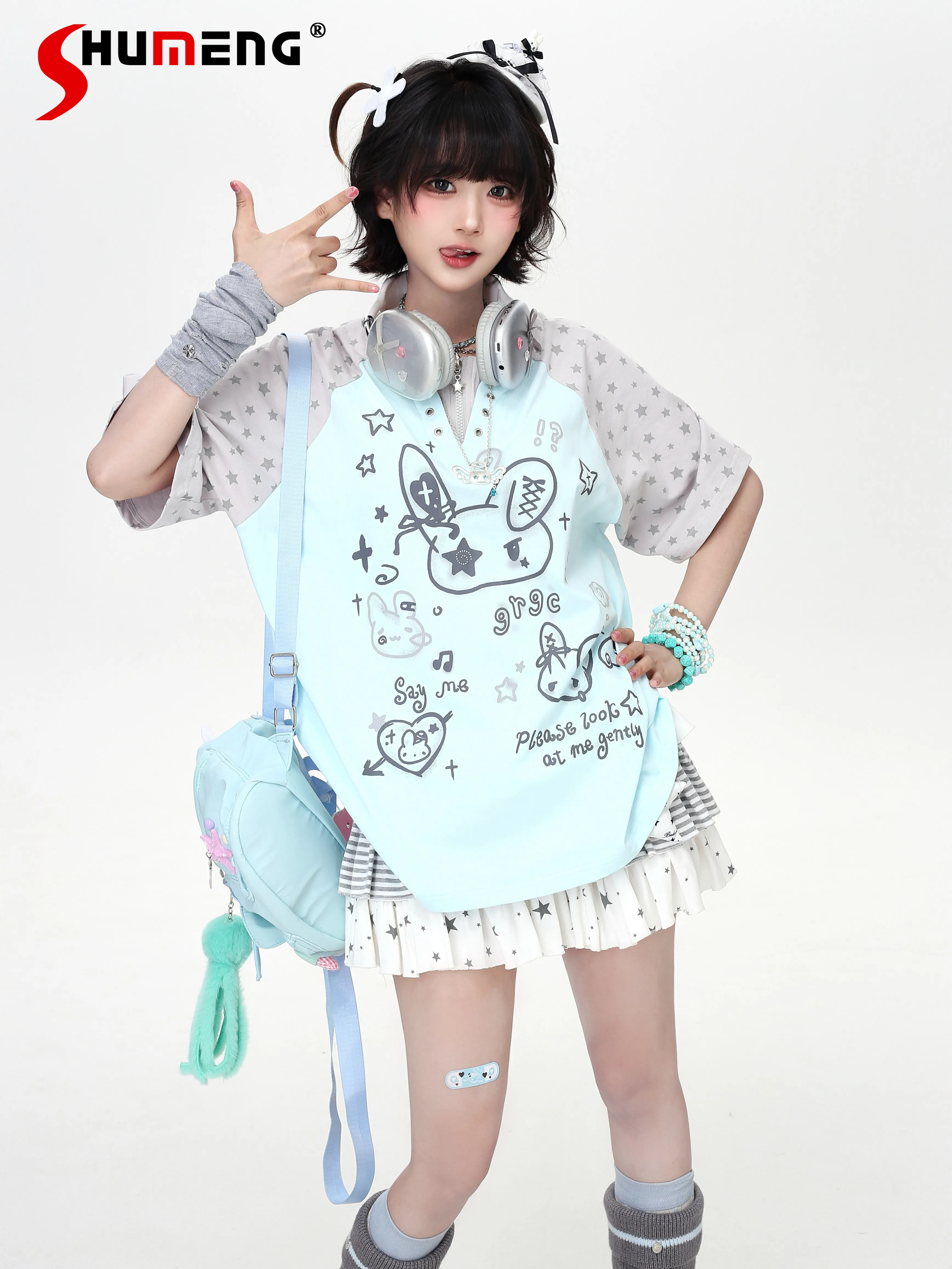 Original Sweet Cool Girl Cute Y2K Tops Crew Neck Short Sleeve Cartoon Print Versatile Loose Casual T-shirt Top Women Summer 2026
Original Sweet Cool Girl Cute Y2K Tops Crew Neck Short Sleeve Cartoon Print Versatile Loose Casual T-shirt Top Women Summer 2026