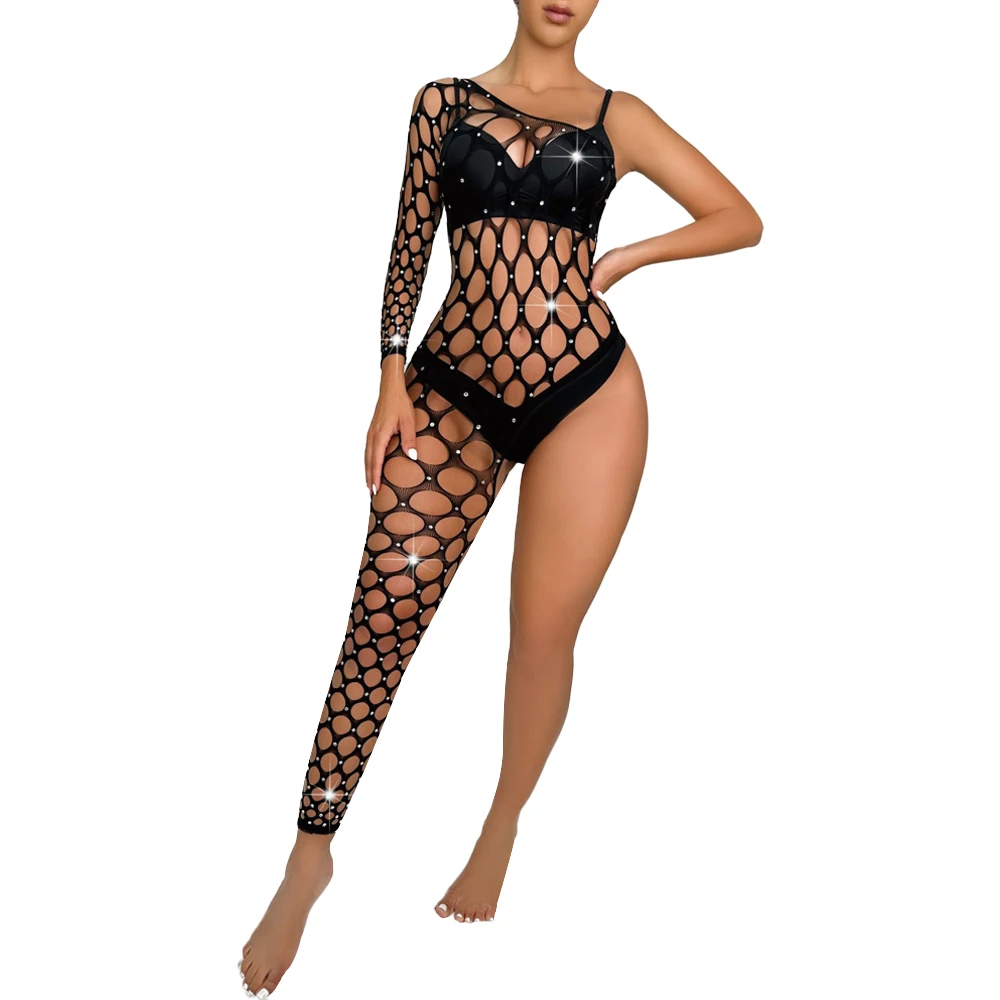 Sexy Jumpsuits Fishnet Rhinestone Bodystockings for Women Long Sleeve Skiny Hollow Out Mesh Bodysuits Ballroom One Piece Suit
Sexy Jumpsuits Fishnet Rhinestone Bodystockings for Women Long Sleeve Skiny Hollow Out Mesh Bodysuits Ballroom One Piece Suit