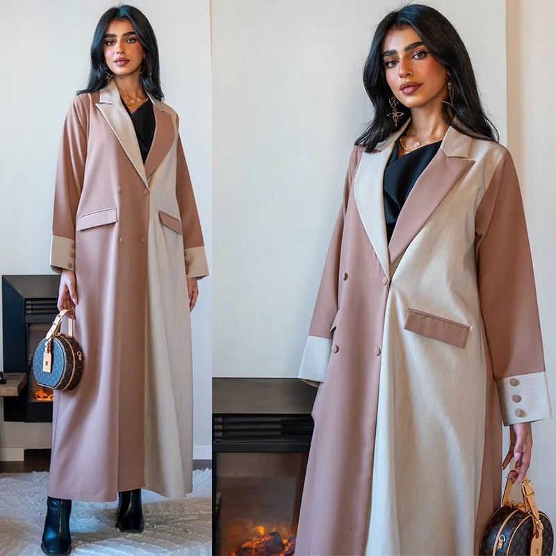 Modest European British Style Trench Coat for Women - Patchwork Notched Collar Double Breasted Long Coat
Modest European British Style Trench Coat for Women - Patchwork Notched Collar Double Breasted Long Coat