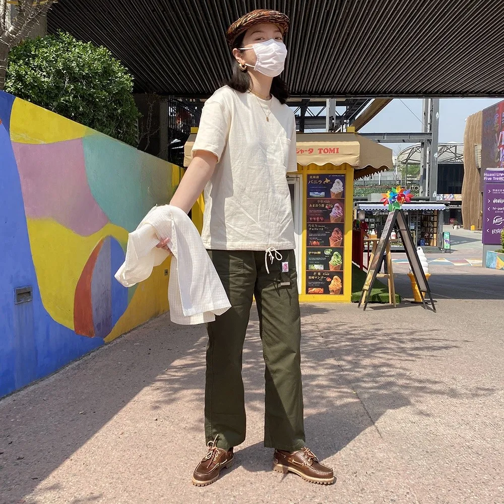 EenGaO Retro Workwear Pure Cotton Straight Leg Trousers High Waist Casual Pants with Belt Blue Military Green Khaki Three Colors
EenGaO Retro Workwear Pure Cotton Straight Leg Trousers High Waist Casual Pants with Belt Blue Military Green Khaki Three Colors