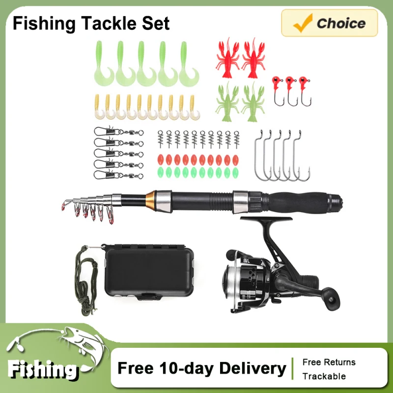 Fishing Rod Reel Combo Full Kit 1.5m Telescopic Fishing Rod Spinning Reel Set with Hooks Soft Lures Barrel Swivels Storage Bag
Fishing Rod Reel Combo Full Kit 1.5m Telescopic Fishing Rod Spinning Reel Set with Hooks Soft Lures Barrel Swivels Storage Bag