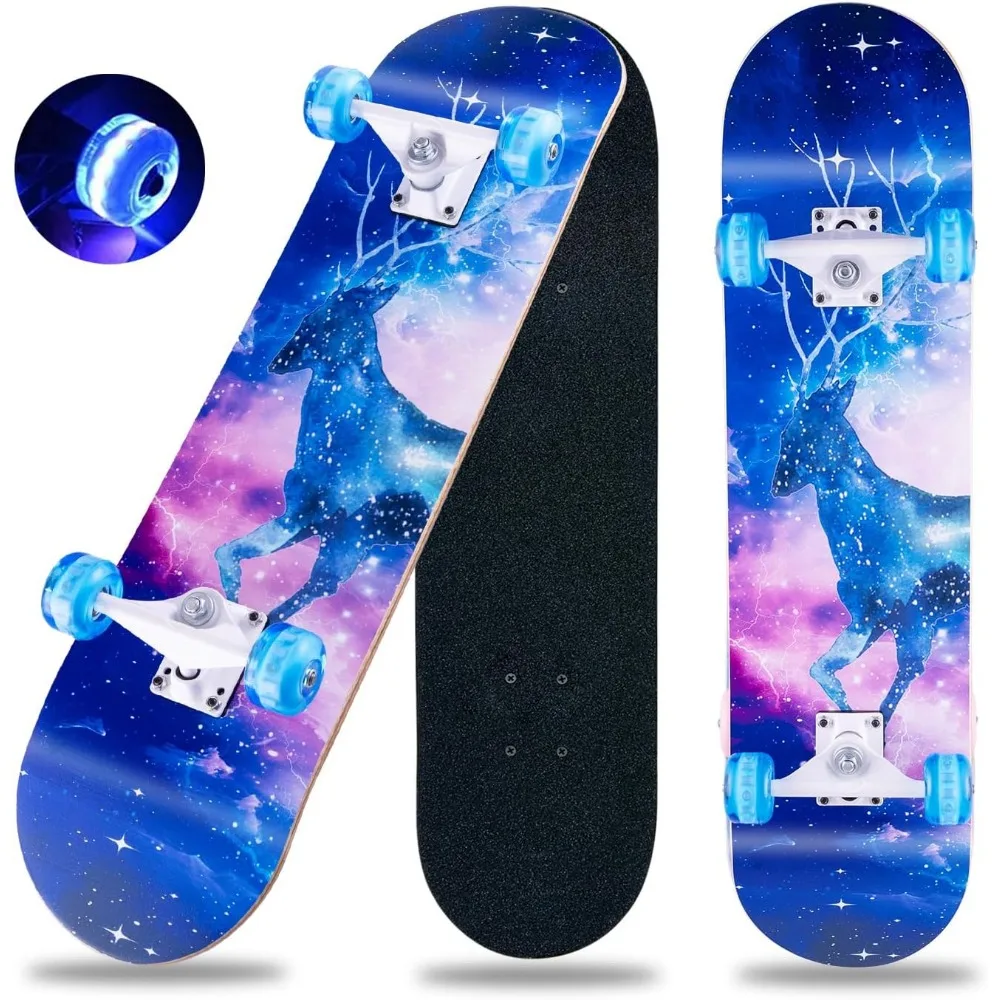 Скейтборд, полный скейтборд 31 x 8 дюймов для начинающих, 8-слойная кленовая вогнутая скейтборд Cruiser Trick для детей, подростков, взрослых 
Скейтборд, полный скейтборд 31 x 8 дюймов для начинающих, 8-слойная кленовая вогнутая скейтборд Cruiser Trick для детей, подростков, взрослых