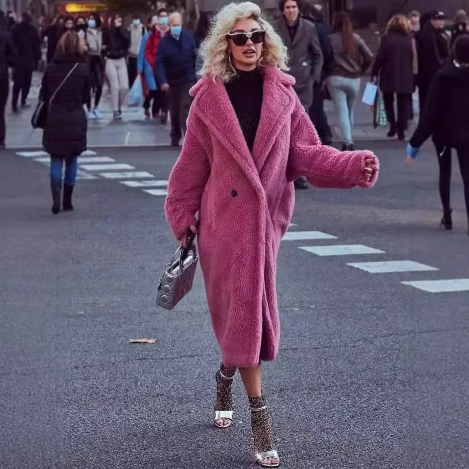 Women's Winter Loose Fur Coat Solid Color Lapel Single Button Medium Long Windbreaker Thickness Lamb Wool Coats XS-3XL
Women's Winter Loose Fur Coat Solid Color Lapel Single Button Medium Long Windbreaker Thickness Lamb Wool Coats XS-3XL