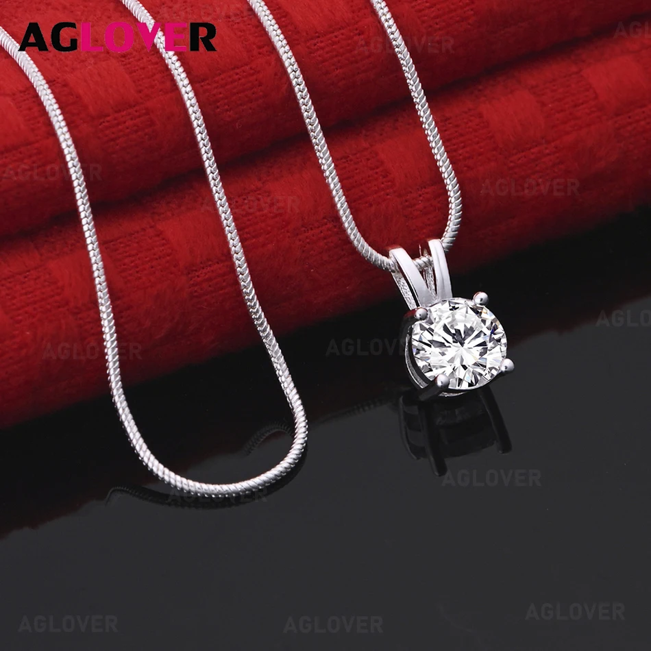 AGLOVER 925 Sterling Silver Round Zircon Pendant Necklace Daily Accessories Women'S Simple And Elegant Jewelry
AGLOVER 925 Sterling Silver Round Zircon Pendant Necklace Daily Accessories Women'S Simple And Elegant Jewelry