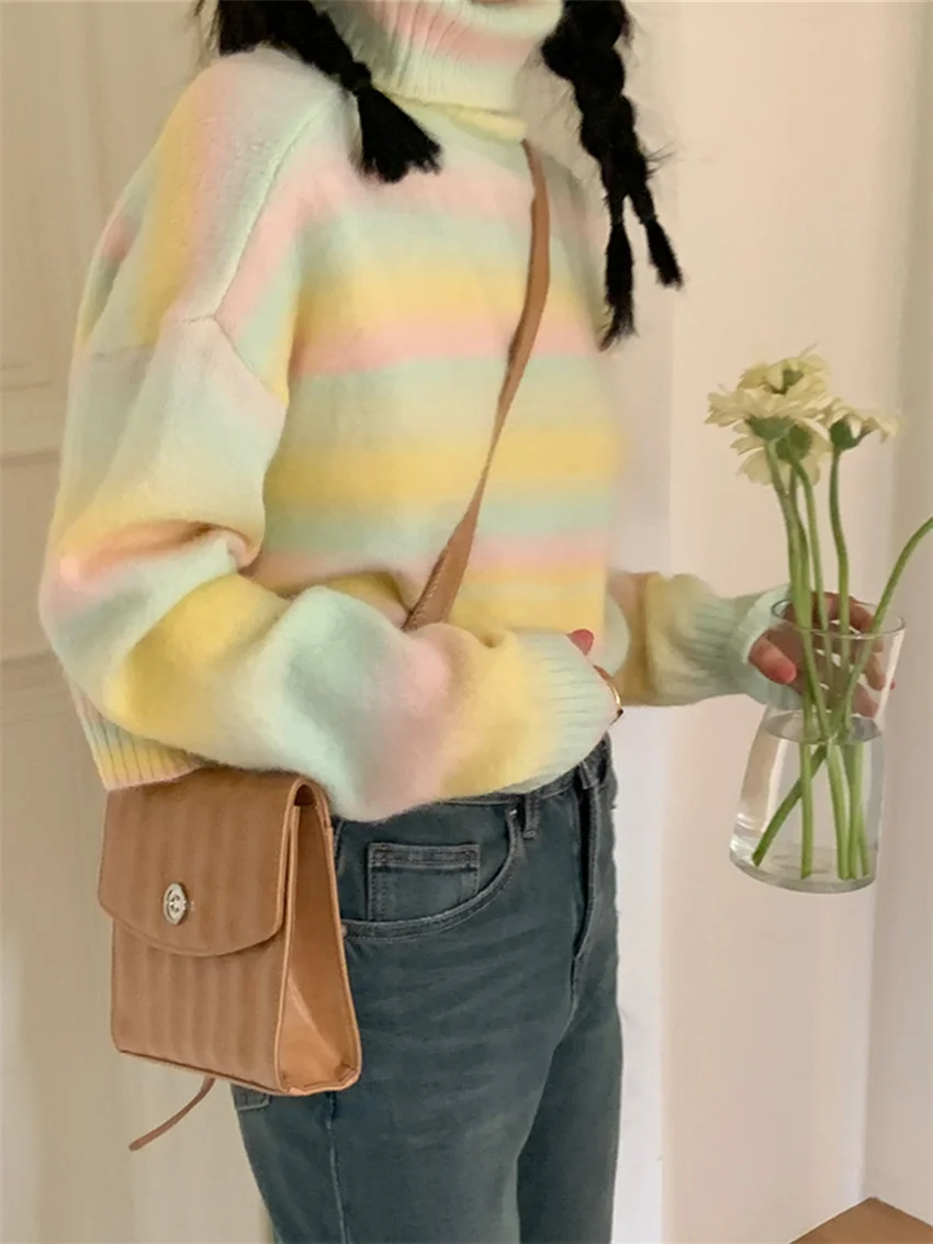 Soft Sweet Girls Sweaters Turtleneck Loose Knitted Daily Casual Women 2023 Chic Warm Autumn Gentle Pullovers
Soft Sweet Girls Sweaters Turtleneck Loose Knitted Daily Casual Women 2023 Chic Warm Autumn Gentle Pullovers