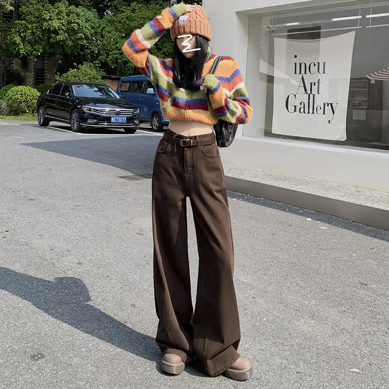 Maillard wears American brown wide-leg pants in autumn and winter. Women's high waist is loose and thin, and the pants are high
Maillard wears American brown wide-leg pants in autumn and winter. Women's high waist is loose and thin, and the pants are high
