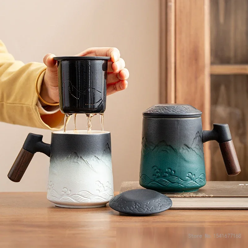 Creative Ceramic Gradient Color Tea Cup, with Cover, Chinese Style Office Supplies, Handle, Tea Water Filter Separation Mug, 1Pc
Creative Ceramic Gradient Color Tea Cup, with Cover, Chinese Style Office Supplies, Handle, Tea Water Filter Separation Mug, 1Pc