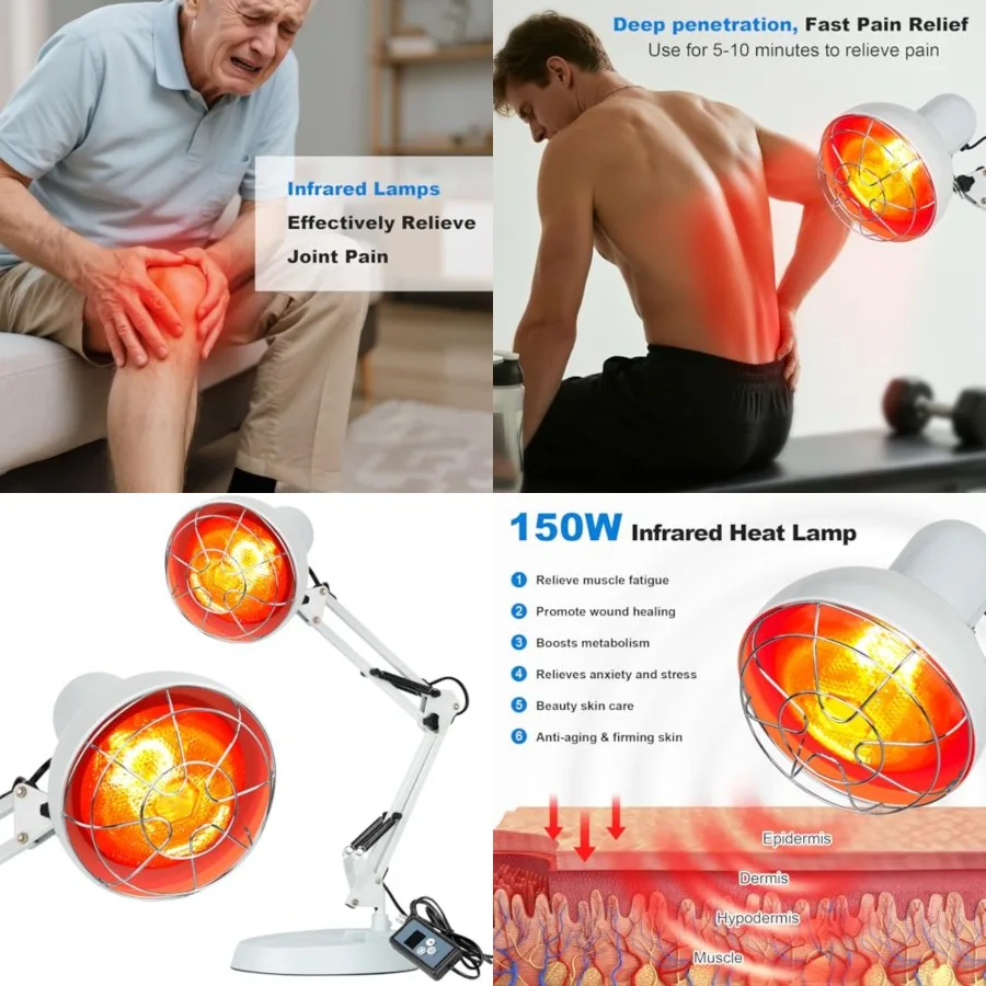 Infrared Lamp, 150W Infrared Red Light Therapy Lamp with Stand Timer, Infrared Heat Lamp for Body Neck Shoulder Joints Back Pai
Infrared Lamp, 150W Infrared Red Light Therapy Lamp with Stand Timer, Infrared Heat Lamp for Body Neck Shoulder Joints Back Pai