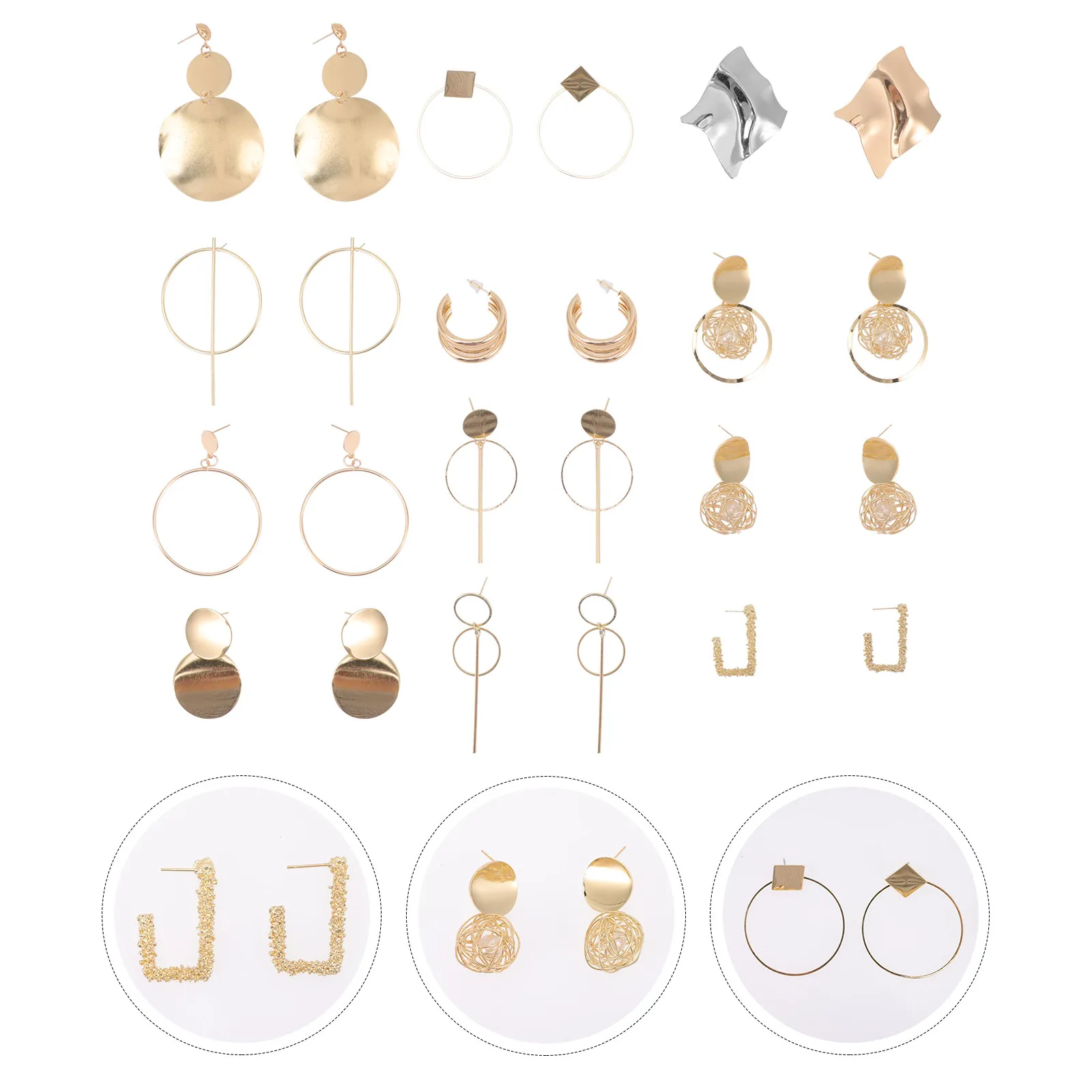 12Pairs Geometric Metal Earrings Set for Women Simple Fashionable Chic Design Lightweight Comfortable Daily Wear Party Prom
12Pairs Geometric Metal Earrings Set for Women Simple Fashionable Chic Design Lightweight Comfortable Daily Wear Party Prom