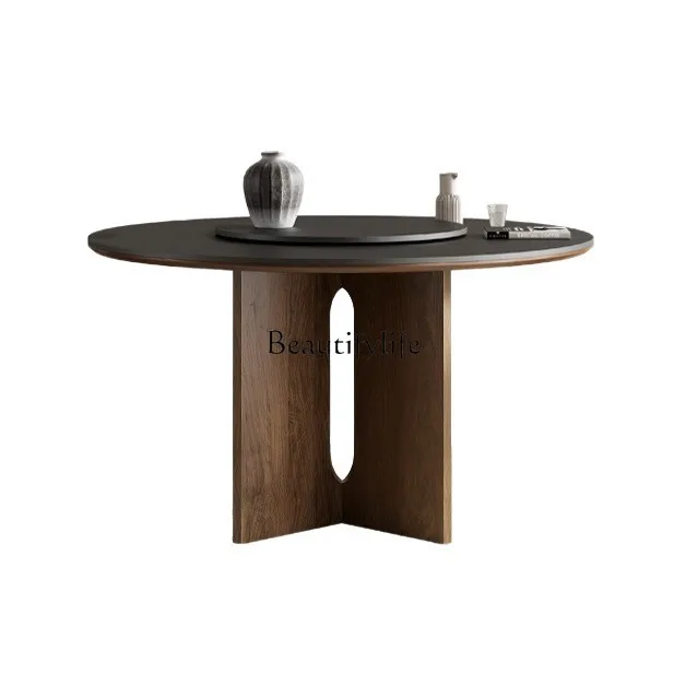 Italian minimalist black rock slab solid wood round dining table, antique retro French dining table with turntable
Italian minimalist black rock slab solid wood round dining table, antique retro French dining table with turntable