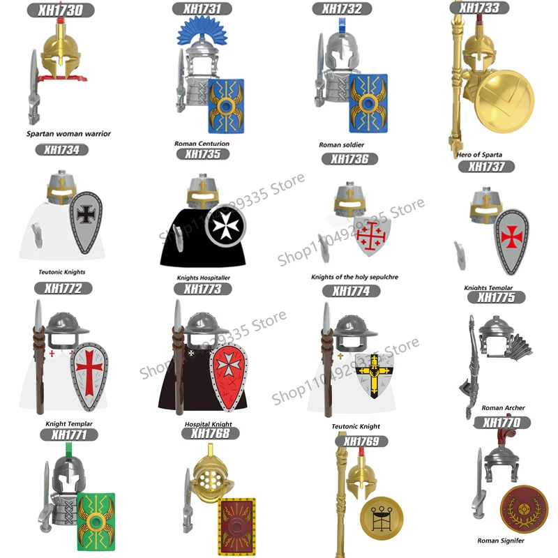 X1730 X1768 Medieval Roman knight Figures Building Blocks Spartan Soldier Archer Helmets Swords Accessories Assembly Bricks Toys
X1730 X1768 Medieval Roman knight Figures Building Blocks Spartan Soldier Archer Helmets Swords Accessories Assembly Bricks Toys