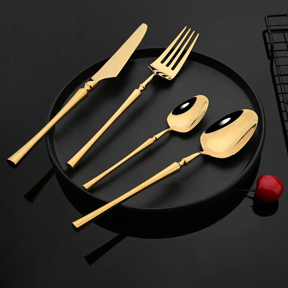 16Pcs Dinnerware Set 304 Stainless Steel Gold Cutlery Set Knife Fork Round Spoon Set Flatware Tableware Silverware Drop Shipping
16Pcs Dinnerware Set 304 Stainless Steel Gold Cutlery Set Knife Fork Round Spoon Set Flatware Tableware Silverware Drop Shipping