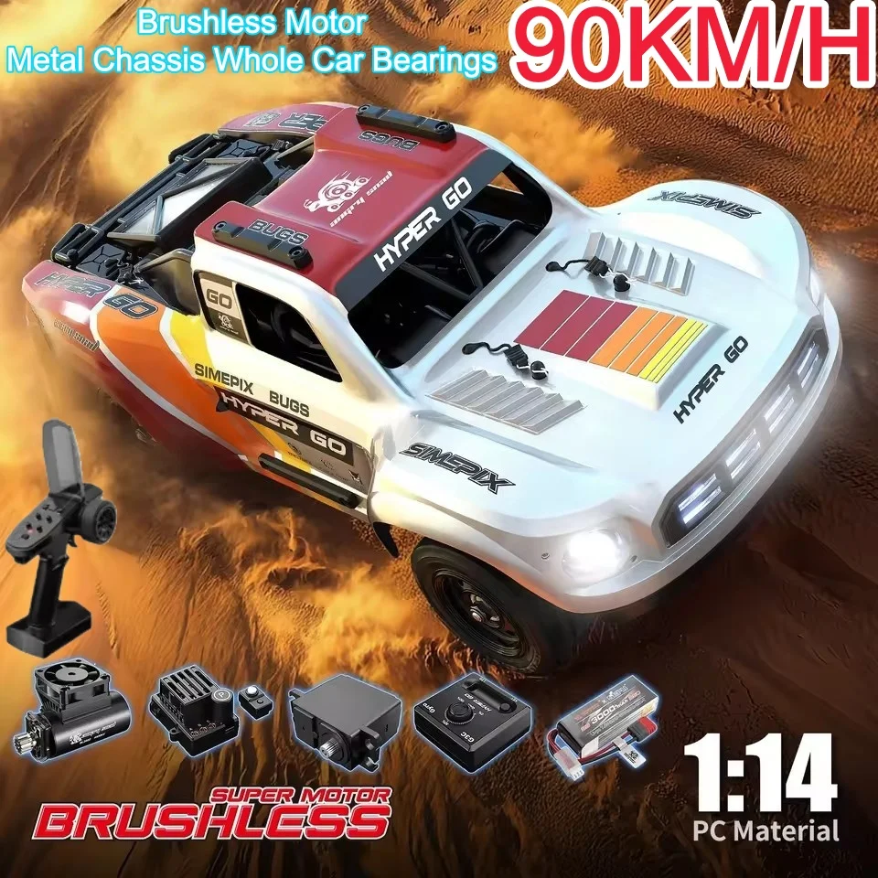 New 1:14 High-Speed 90KM/H Brushless Remote Control Car Four-Wheel Drive Desert Truck Short Truck Off-Road RC Cars Metal Chassis
New 1:14 High-Speed 90KM/H Brushless Remote Control Car Four-Wheel Drive Desert Truck Short Truck Off-Road RC Cars Metal Chassis