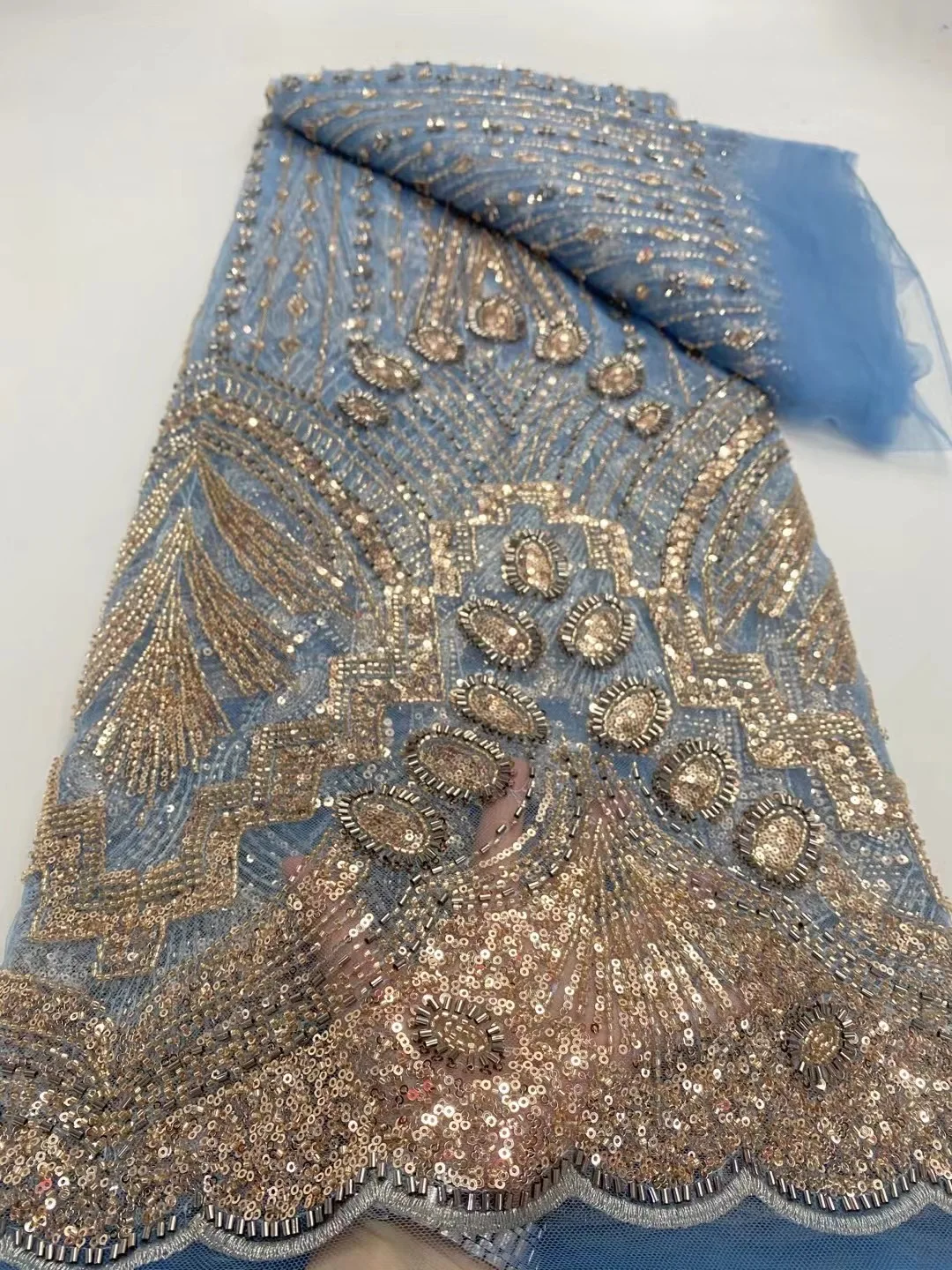 African Nigerian Sequins Embroidery Tulle Lace Fabric, Sewing Beaded Stone Prom Dresses, High Quality, 5 Yards, 2025 DP0359
African Nigerian Sequins Embroidery Tulle Lace Fabric, Sewing Beaded Stone Prom Dresses, High Quality, 5 Yards, 2025 DP0359