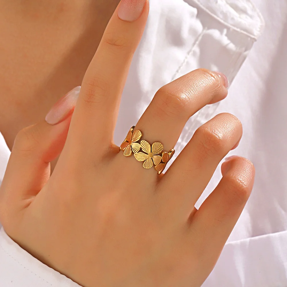 Gold Plated Titanium Steel Flower Ring Women's Open Style Fashion Accessory Vintage Floral Ring Size Universal Stylish Jewelry
Gold Plated Titanium Steel Flower Ring Women's Open Style Fashion Accessory Vintage Floral Ring Size Universal Stylish Jewelry