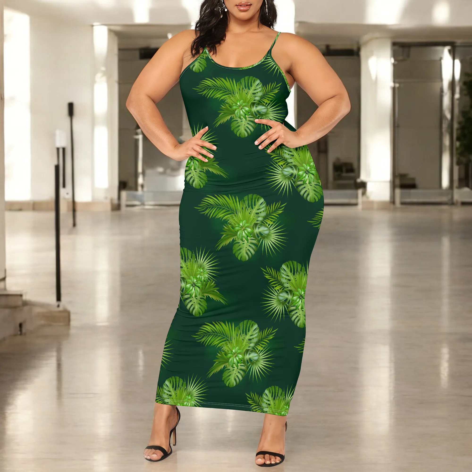 Plus Size Green Palm Leaf Print Long Maxi Dress Sleeveless Summer Casual Beachwear
Plus Size Green Palm Leaf Print Long Maxi Dress Sleeveless Summer Casual Beachwear