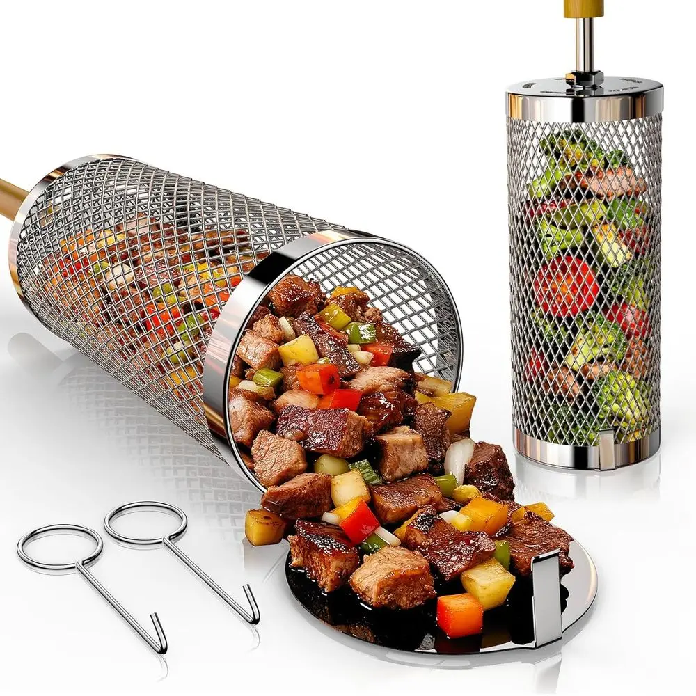 2-Piece Stainless Steel Grill Baskets with Detachable Wooden Handles, Perfect for BBQ, Outdoor Cooking, and Camping
2-Piece Stainless Steel Grill Baskets with Detachable Wooden Handles, Perfect for BBQ, Outdoor Cooking, and Camping