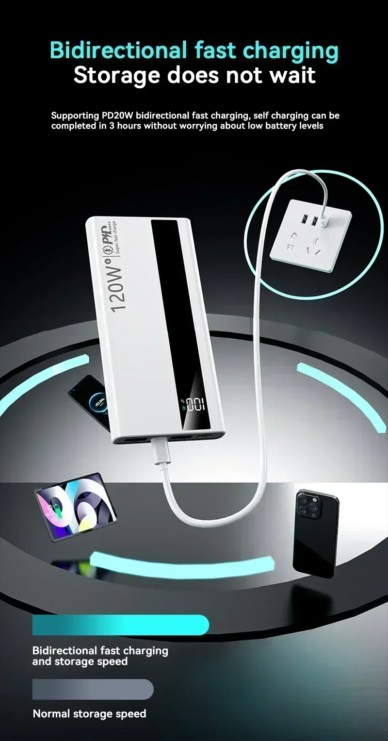 Lenovo 500000mAh 120W Portable Power Bank Large Capacity Super Fast Charge External Battery For Xiaomi Iphone 2026New Lenovo 500000mAh 120W Portable Power Bank Large Capacity Super Fast Charge External Battery For Xiaomi Iphone 2026New