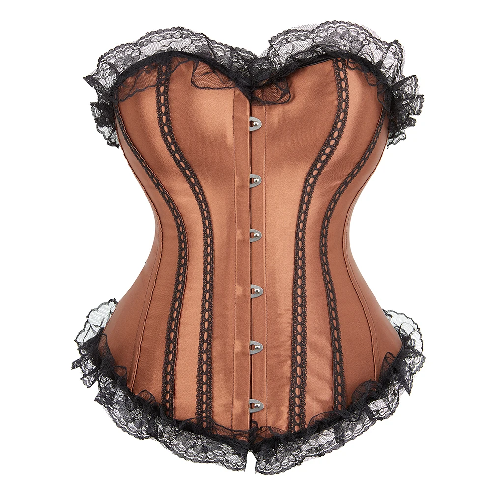 Vintage Lace Trim Overbust Corset Plus Size Women's Sexy Satin Body Shaper Waist Cincher Burlesque Bustier Lingerie Top
Vintage Lace Trim Overbust Corset Plus Size Women's Sexy Satin Body Shaper Waist Cincher Burlesque Bustier Lingerie Top