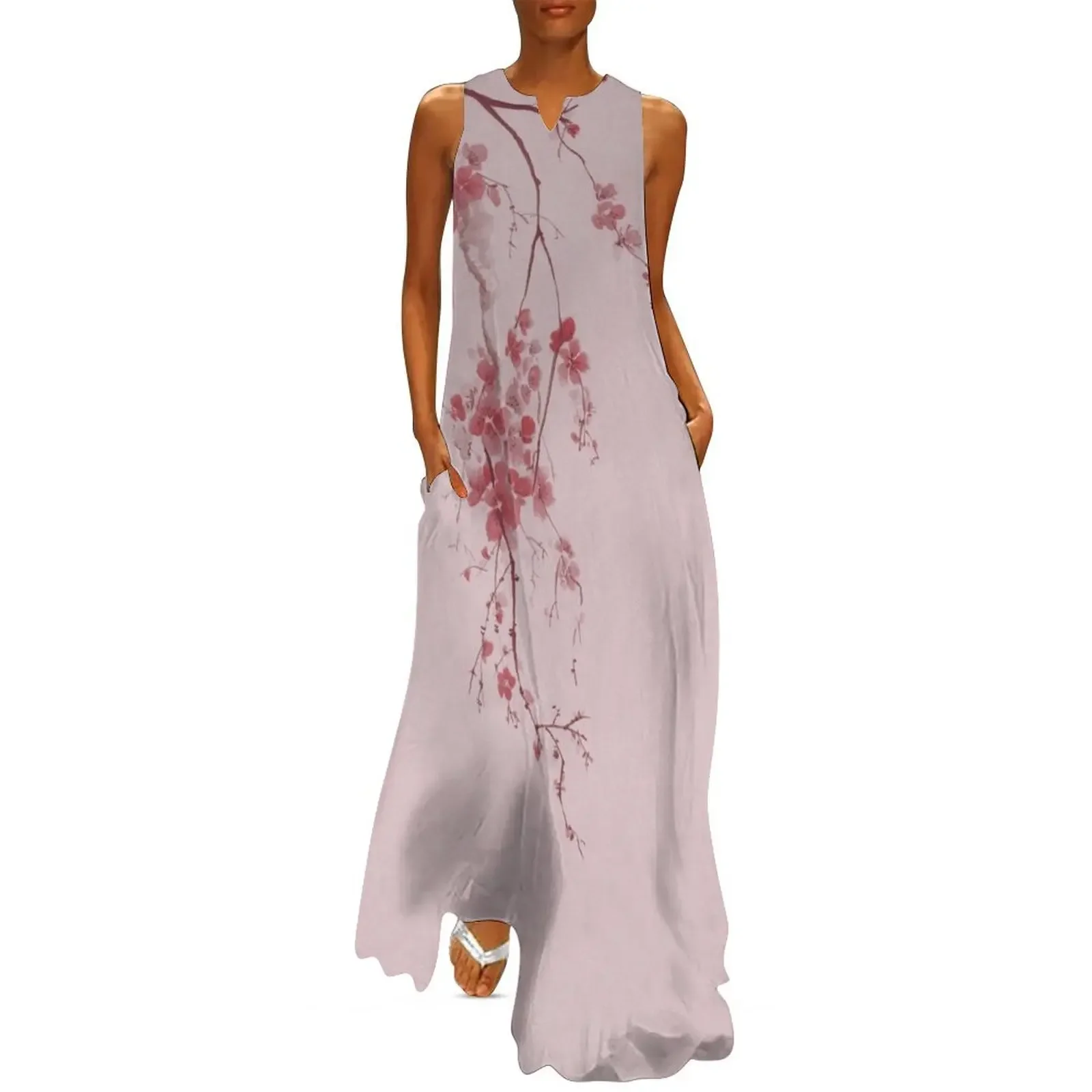 Zen sumi-e artwork of a cherry blossom branch with pink flowers on lilac background art print Long Dress birthday dress Dress
Zen sumi-e artwork of a cherry blossom branch with pink flowers on lilac background art print Long Dress birthday dress Dress