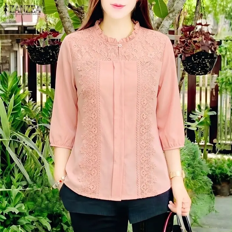 ZANZEA Lace Patchwork Women Blouses Fashion 3/4 Sleeve Summer Tops O Neck OL Work Party Tee Blusas Streetwear Oversize 3XL Tunic
ZANZEA Lace Patchwork Women Blouses Fashion 3/4 Sleeve Summer Tops O Neck OL Work Party Tee Blusas Streetwear Oversize 3XL Tunic