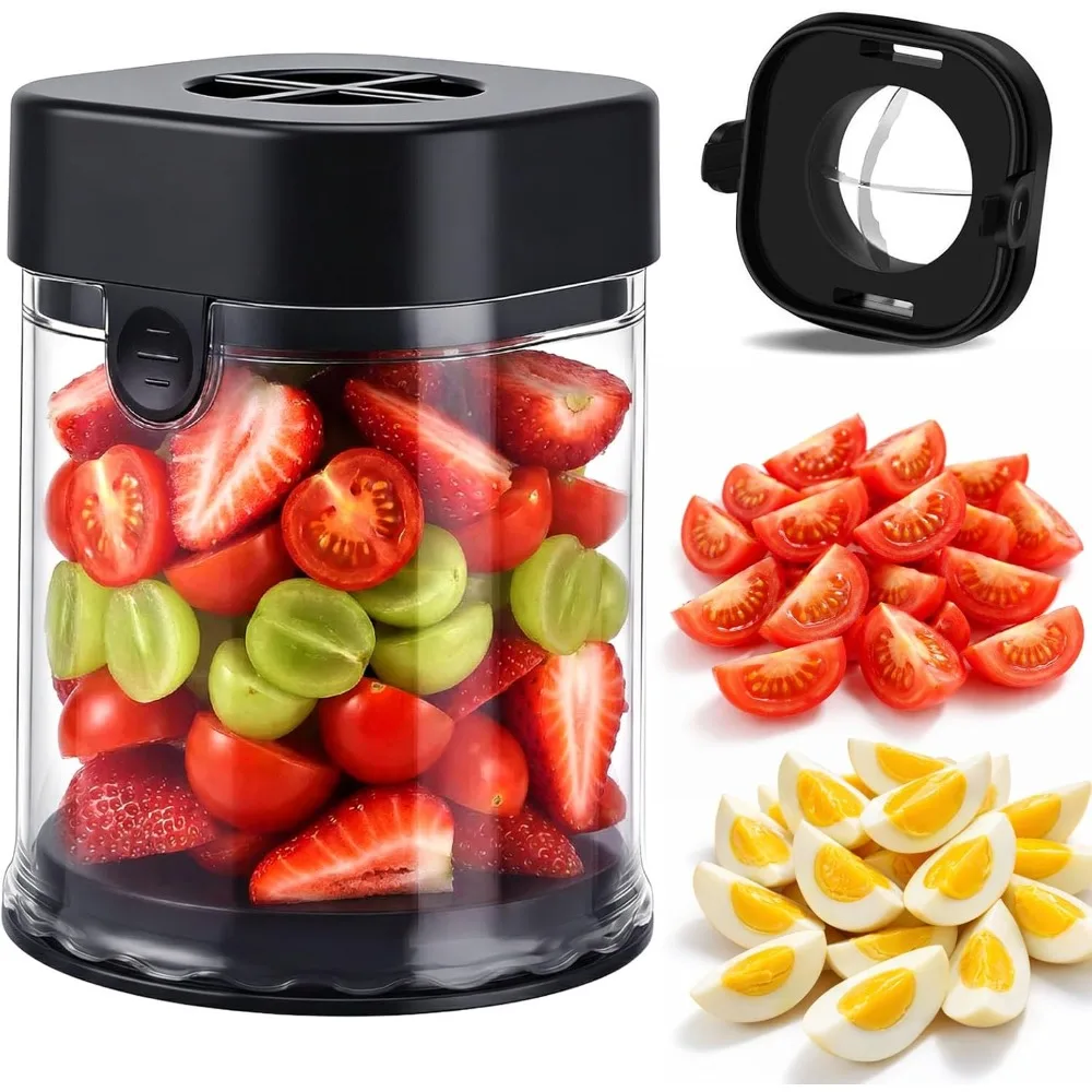 Fruit Slicer Cup, Strawberry Slicer Grape Cutter Cup with Stainless Steel Blades, Egg Slicer Kitchen Gadgets Speed Cutters for Banana Grape Egg
Fruit Slicer Cup, Strawberry Slicer Grape Cutter Cup with Stainless Steel Blades, Egg Slicer Kitchen Gadgets Speed Cutters for Banana Grape Egg
