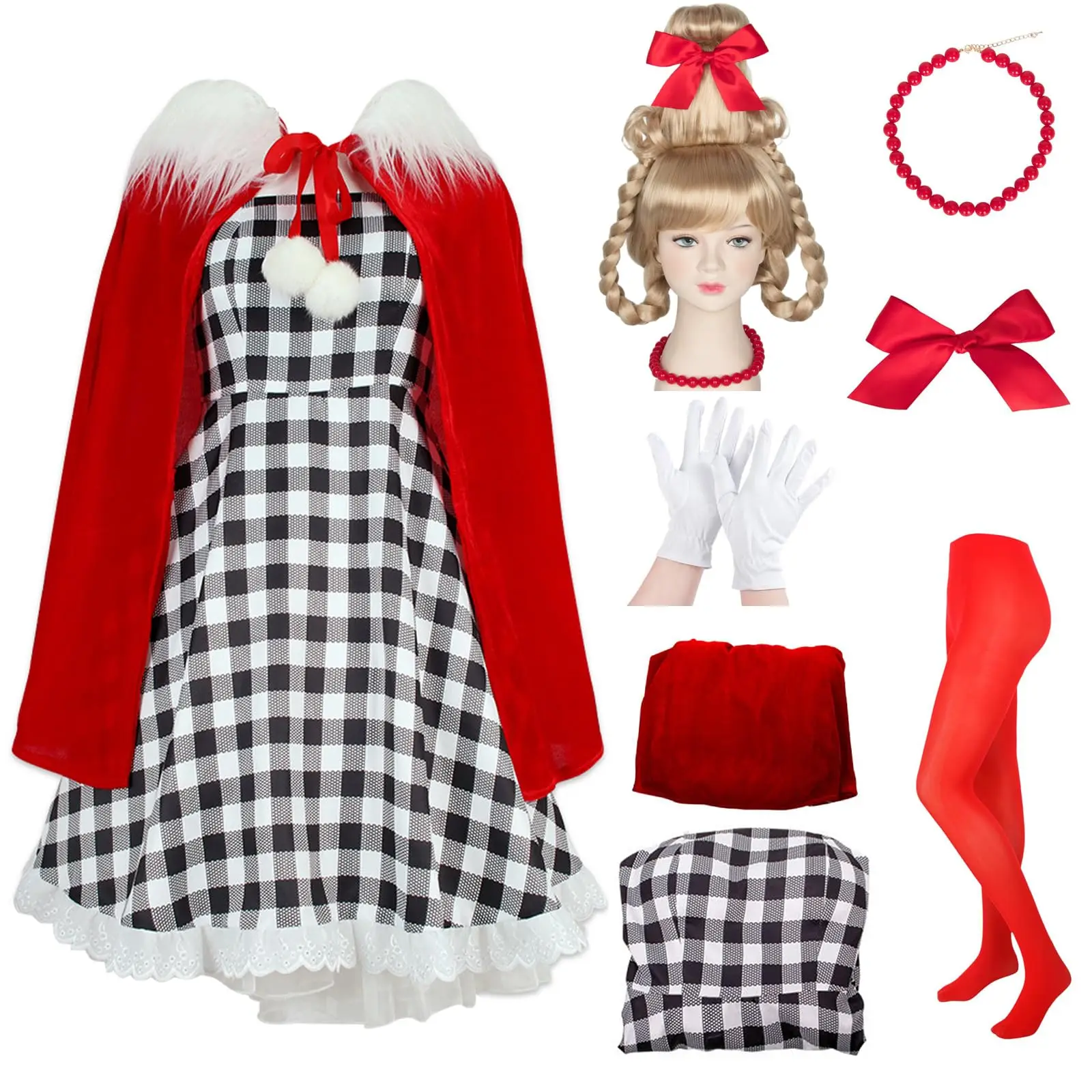 7PCS Cindy Lou Who Costume Cindy Wig Dress Cape Accessories Christmas Cosplay Outfits for Halloween Party Adult
7PCS Cindy Lou Who Costume Cindy Wig Dress Cape Accessories Christmas Cosplay Outfits for Halloween Party Adult